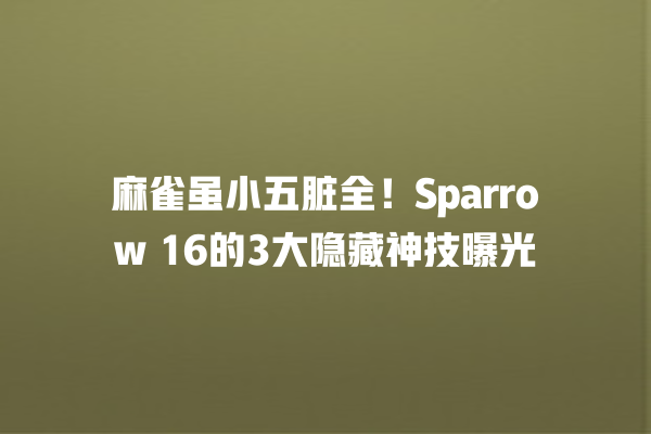 麻雀虽小五脏全!Sparrow 16 的 3 大隐藏神技曝光 麻雀虽小五脏全!Sparrow 16 的 3 大隐藏神技曝光