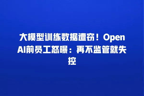 大模型训练数据遭窃!OpenAI 前员工怒曝:再不监管就失控 一