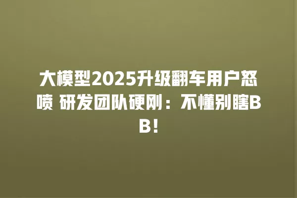 大模型 2025 升级翻车用户怒喷 研发团队硬刚:不懂别瞎 BB!一