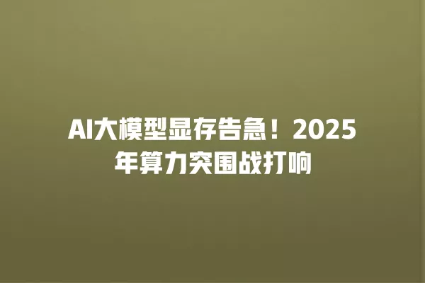 AI 大模型显存告急!2025 年算力突围战打响 一
