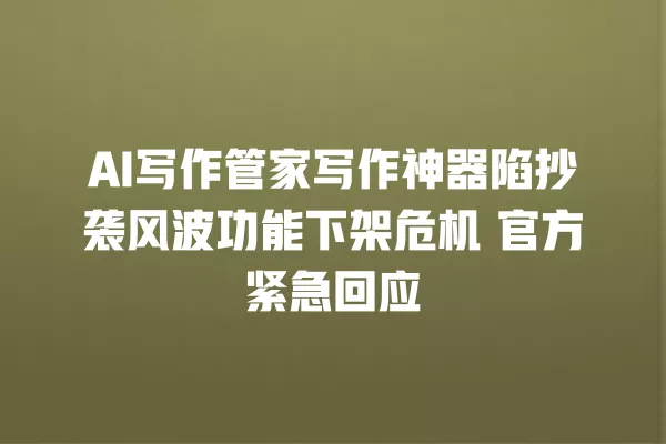 AI 写作管家写作神器陷抄袭风波功能下架危机 官方紧急回应 一