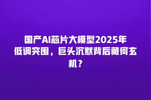 国产 AI 芯片大模型 2025 年低调突围,巨头沉默背后藏何玄机?一