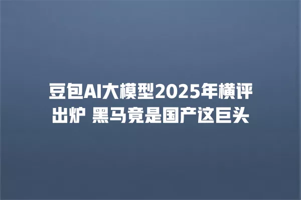 豆包 AI 大模型 2025 年横评出炉 黑马竟是国产这巨头 一
