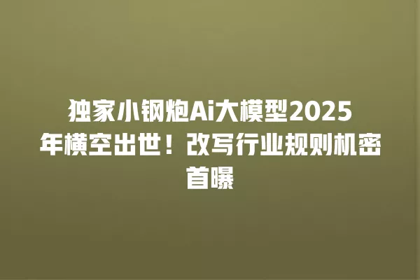 独家小钢炮 Ai 大模型 2025 年横空出世!改写行业规则机密首曝 一