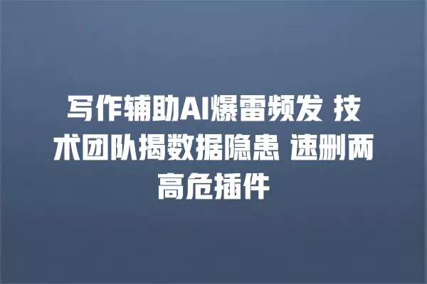 写作辅助 AI 爆雷频发 技术团队揭数据隐患 速删两高危插件 一