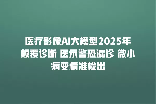 医疗影像 AI 大模型 2025 年颠覆诊断 医示警恐漏诊 微小病变精准检出 一