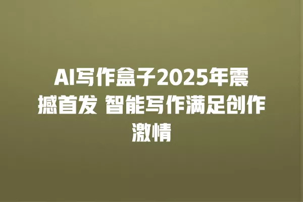 AI 写作盒子 2025 年震撼首发 智能写作满足创作激情 一