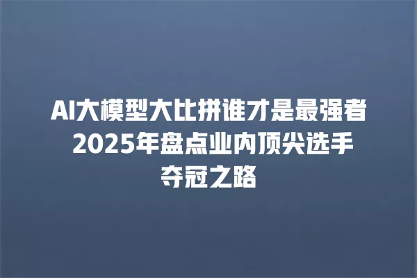 AI 大模型大比拼谁才是最强者 2025 年盘点业内顶尖选手夺冠之路 一