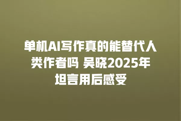 单机 AI 写作真的能替代人类作者吗 吴晓 2025 年坦言用后感受 一