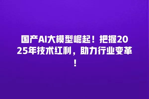 国产 AI 大模型崛起!把握 2025 年技术红利,助力行业变革!一