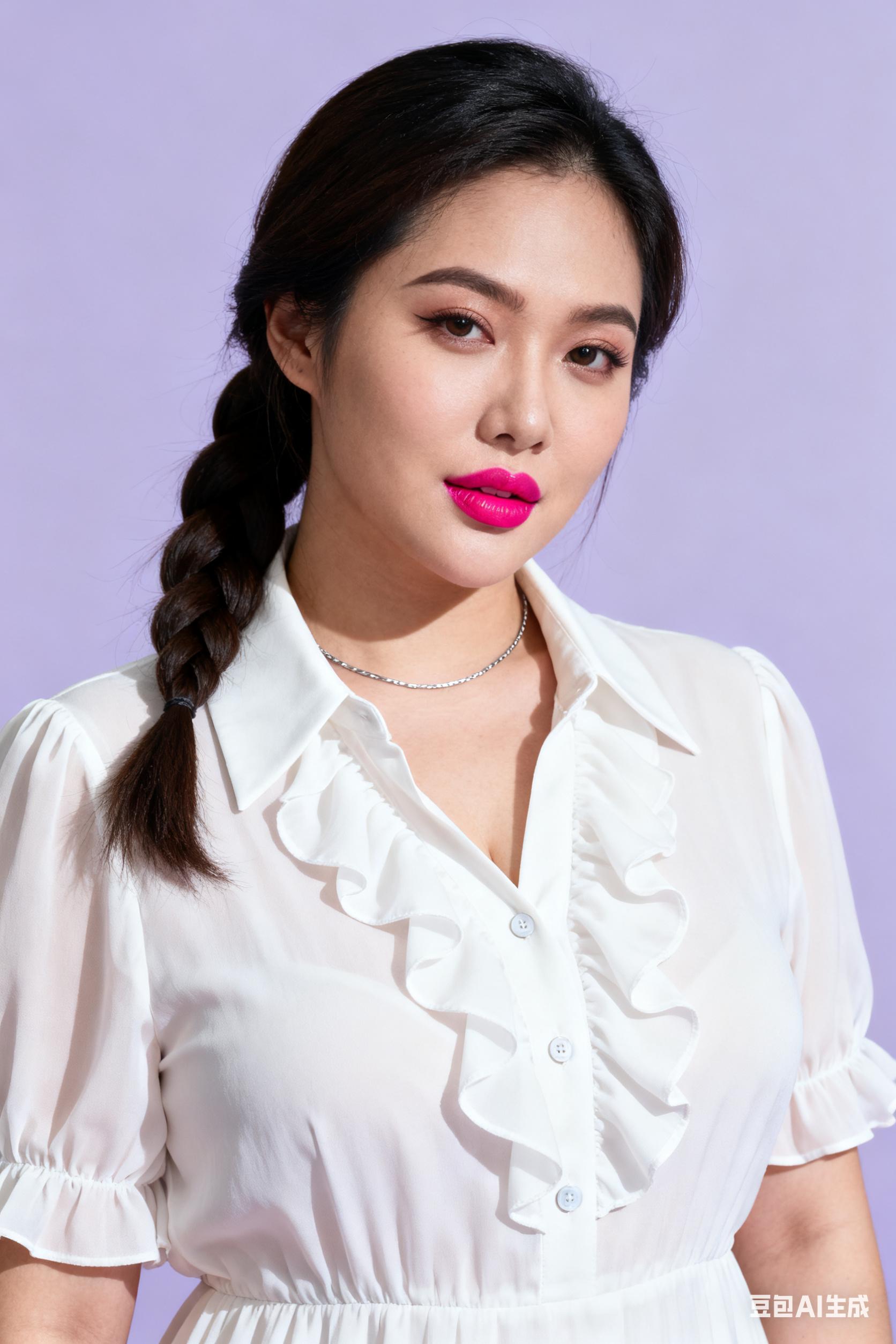 缤纷衬衫下的美丽：粉脂缀玉的 AI 艺术之旅