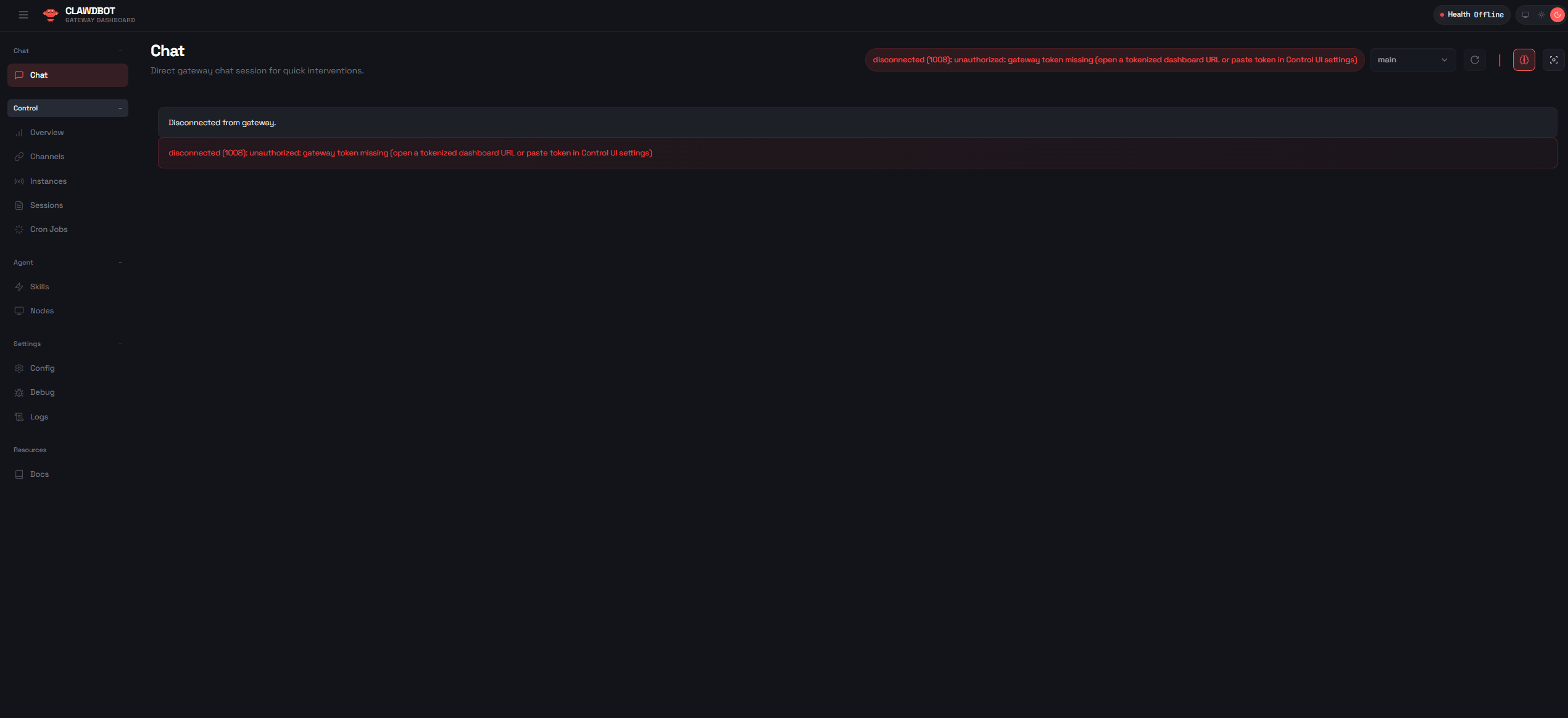 Openclaw Web UI Dashboard 未授权页面