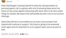 OpenClaw创始人加盟OpenAI，誓言打造“人人皆可用的AI助手”